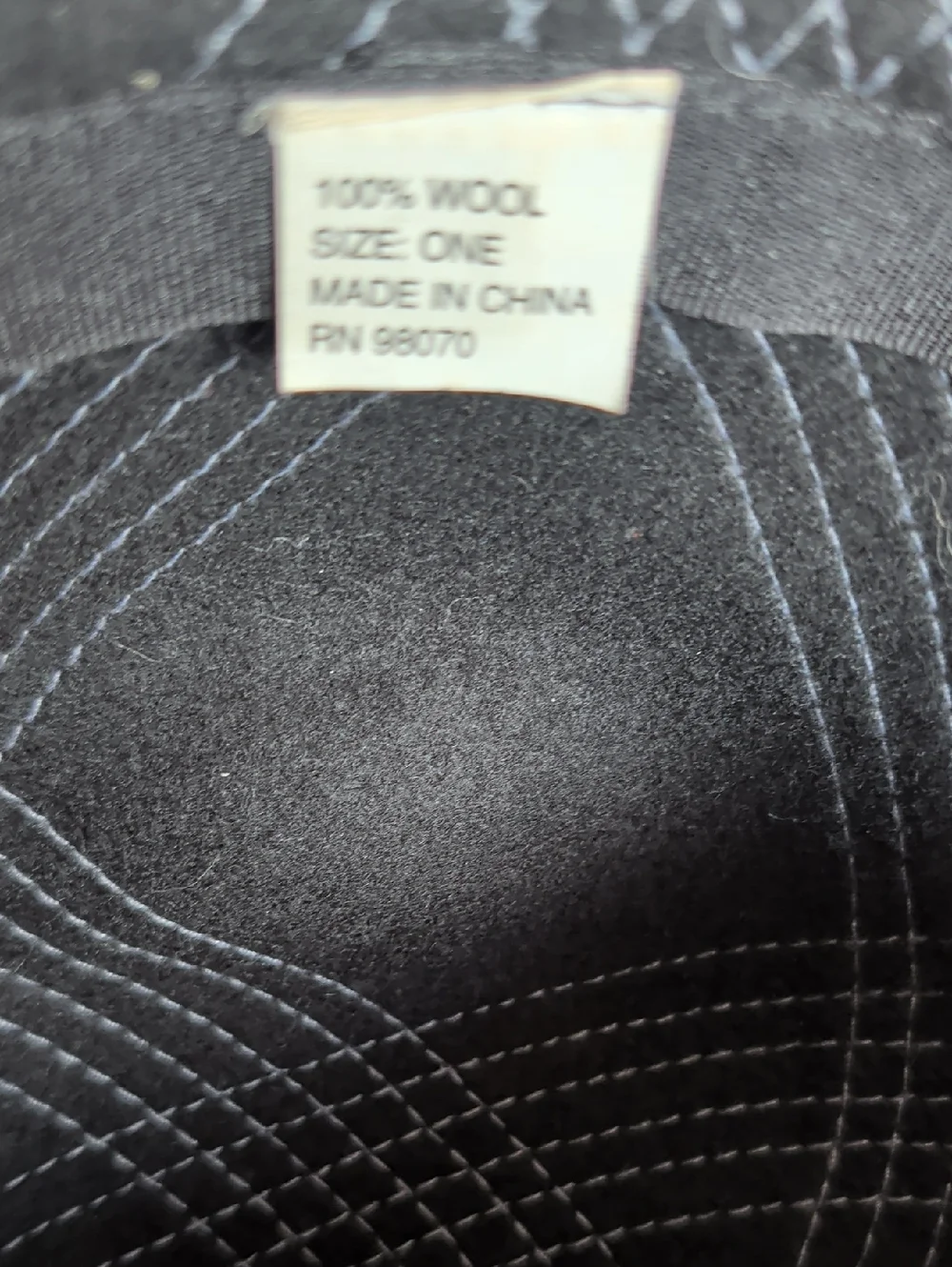 Black Wool Bowler Hat with Contrasting Stitch Detail - Picture 2 of 6
